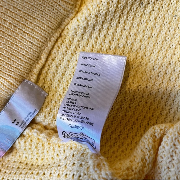 Free People FP Beach Hailee crochet waffle knit pants M Yellow Relaxed Pull on - Picture 6 of 7